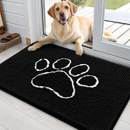 OLANLY Door Mat for Muddy Dog Paws 36x24, Ultra Absorbent Chenille Mud Doormat with Paw Print