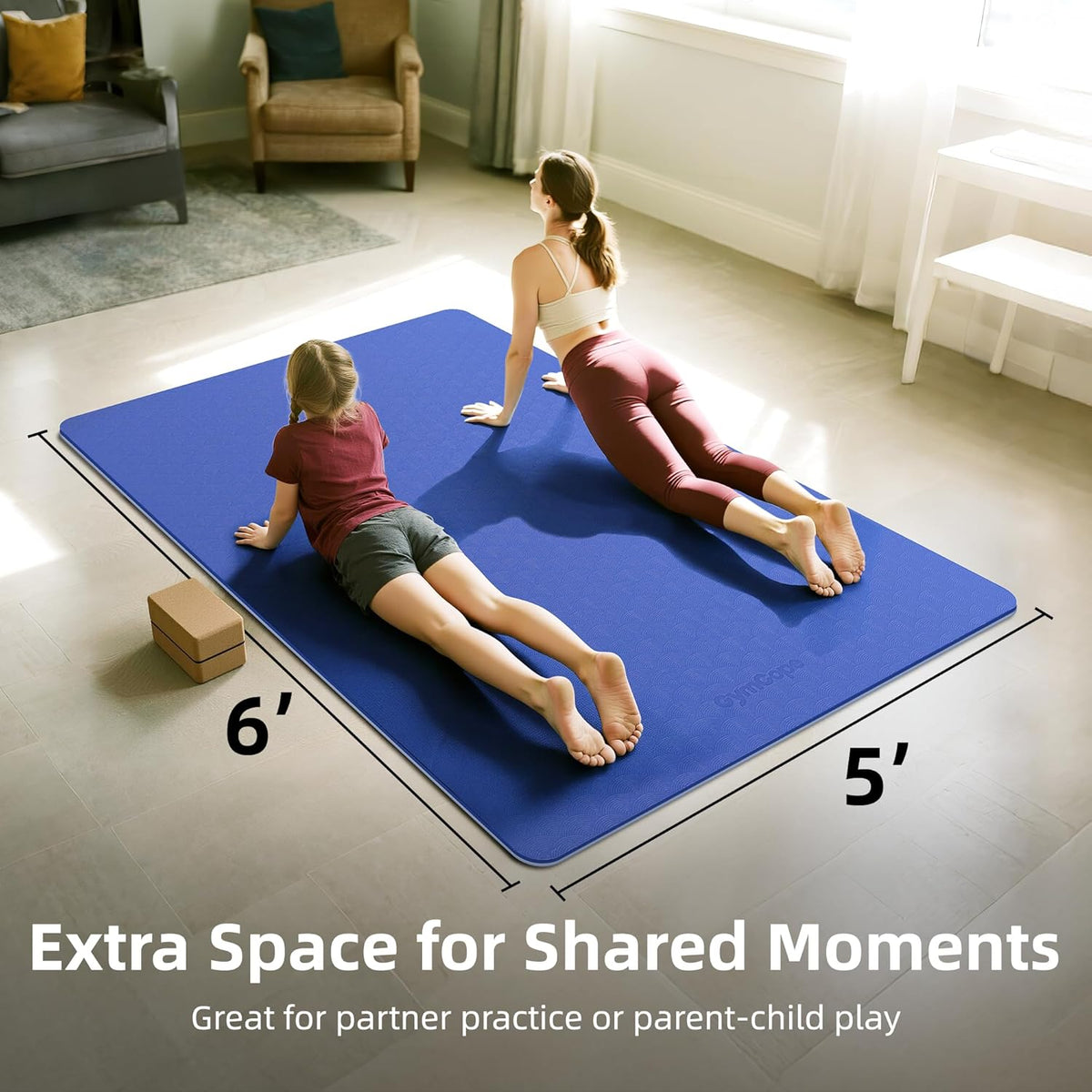 Extra Large Yoga Mat - 72"x35", 72"x48", 78"x57" - Wide TPE Exercise Mat for Home, Stretching