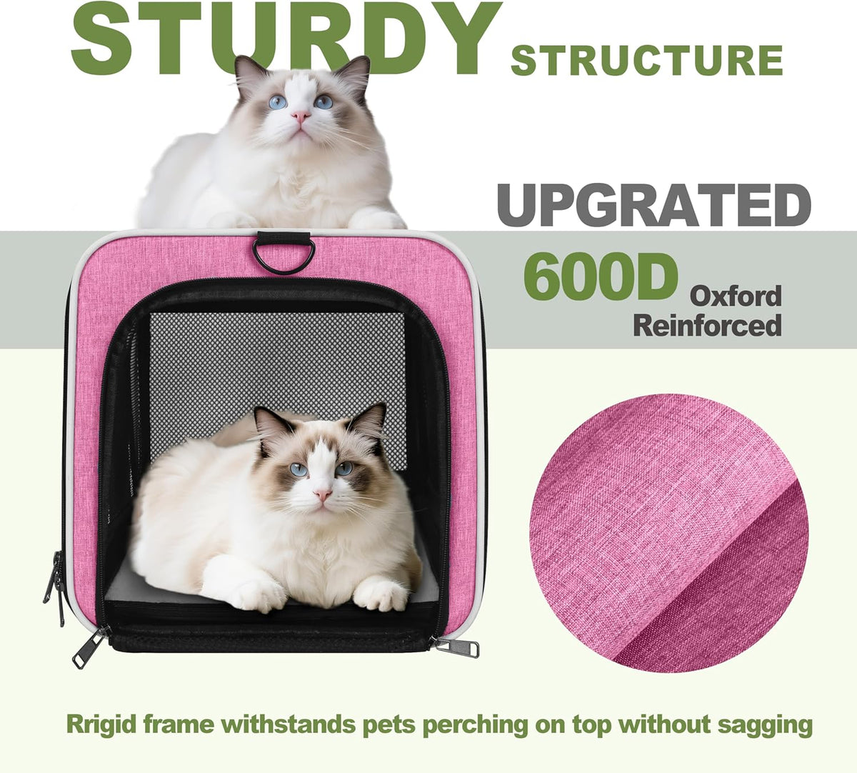 Cat Carrier 18x11x11 Delta Airline Approved, Easy Load Soft Pet Plane Travel Bag 15 pounds, Teacup