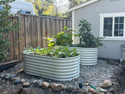 A ANLEOLIFE 8x4x2ft Galvanized Raised Garden Bed Kit, Oval Metal Deep Root Planters for Outdoor