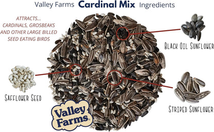 Valley Farms Cardinal Mix 3 LB 2-Pack (6 LB Total) Wild Bird Food for Outside Feeders, Cardinal