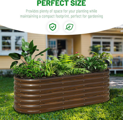 SnugNiture Galvanized Steel Raised Garden Bed, 6x2x2 ft, Outdoor Oval Deep Root Planter Box for