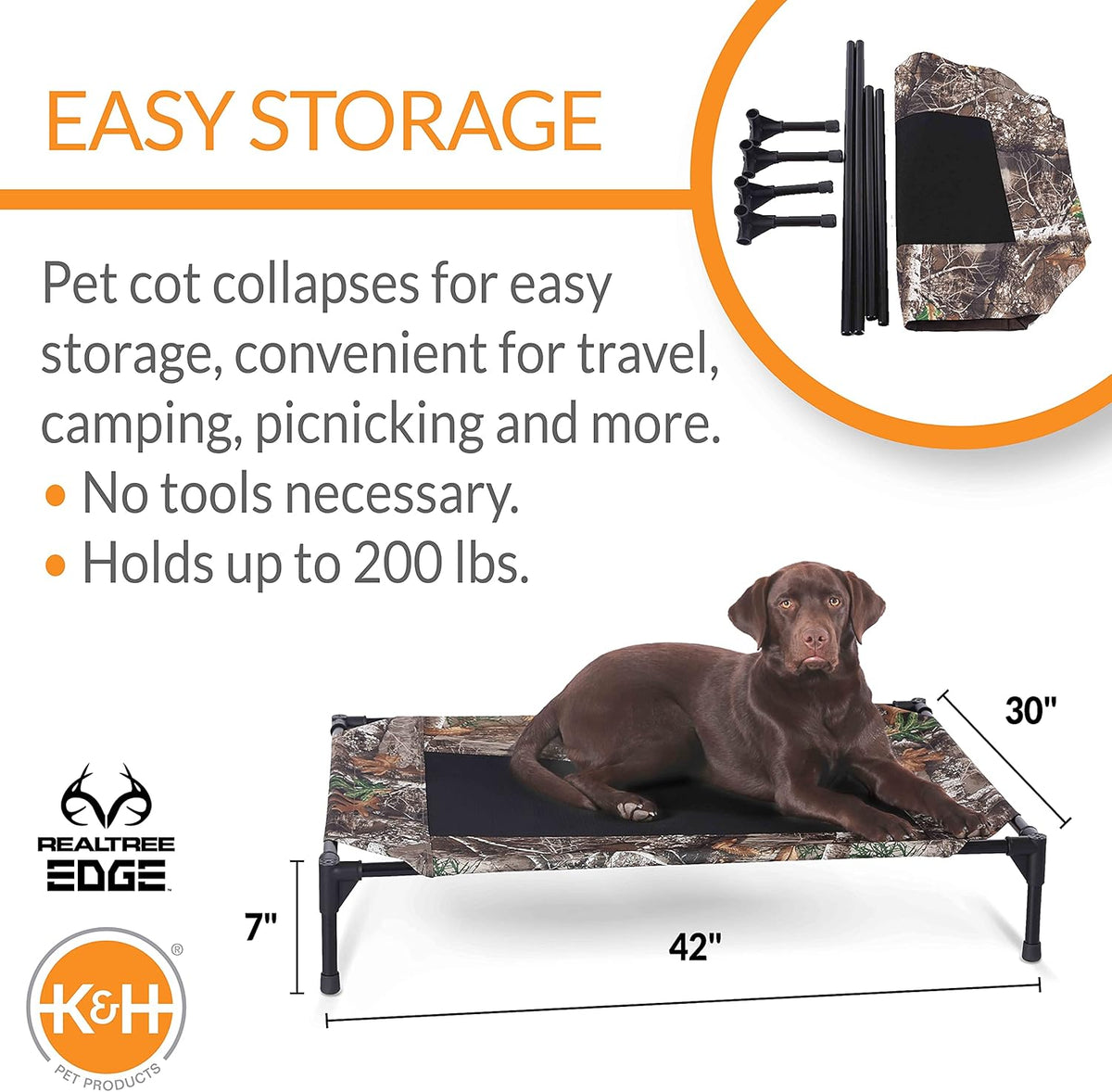 K&H Pet Products Outdoor Elevated Dog Cot, Breathable Cooling Elevated Cot Hammock Pet Bed for