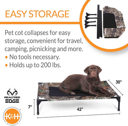 K&H Pet Products Outdoor Elevated Dog Cot, Breathable Cooling Elevated Cot Hammock Pet Bed for