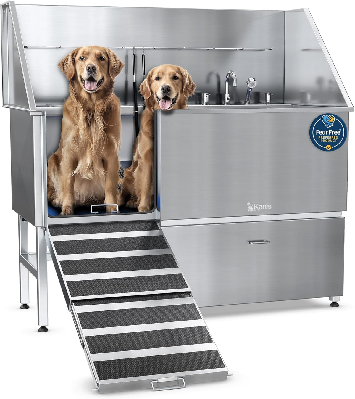 KANIS Professional Dog Washing Station - 304 Stainless Steel Pet Wash Sink & Grooming Bath Tub for
