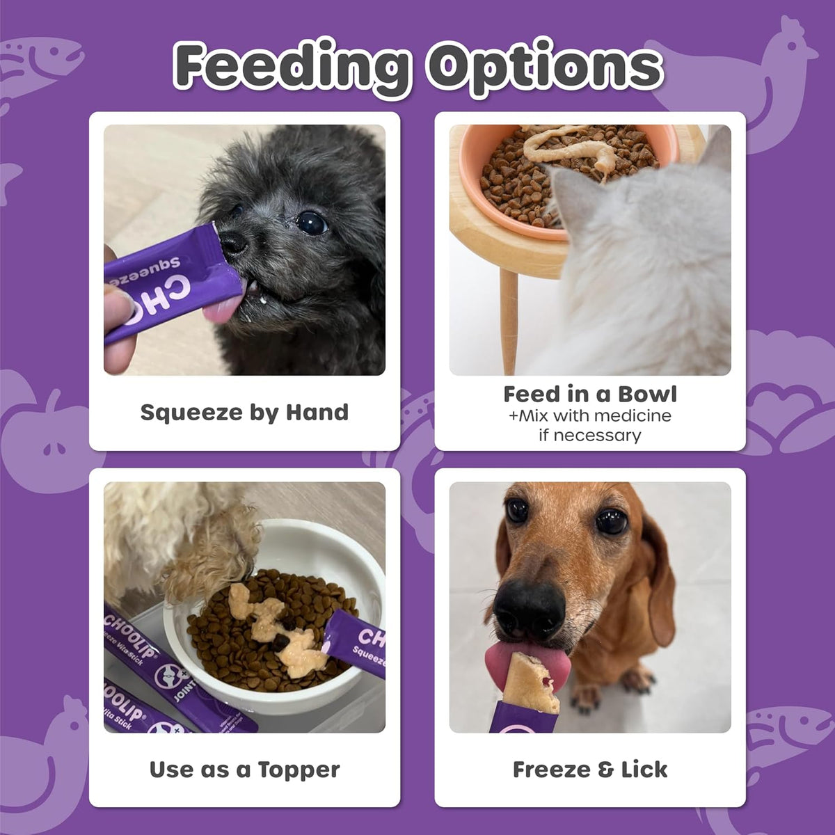 Squeeze Vita Stick Lickable Treats for Dogs & Cats. 7 Joint Support Sticks with Essential