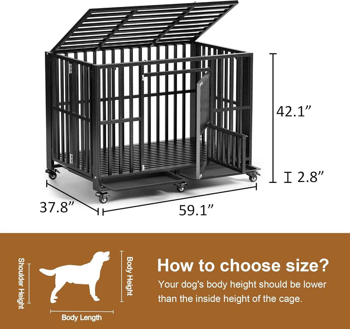 Polar Aurora Heavy Duty Dog Crate, Foldable Indestructible Dog Kennel, Escape Proof Extra Large Dog