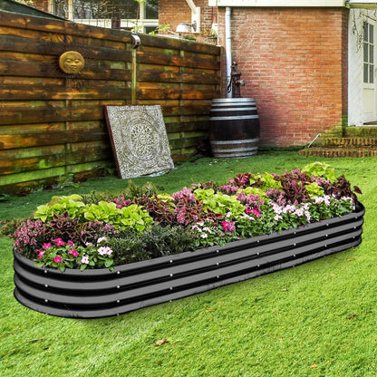 Land Guard 8×2×1ft Galvanized Raised Garden Bed Kit, 108 Gallon Capacity Raised Garden Boxes