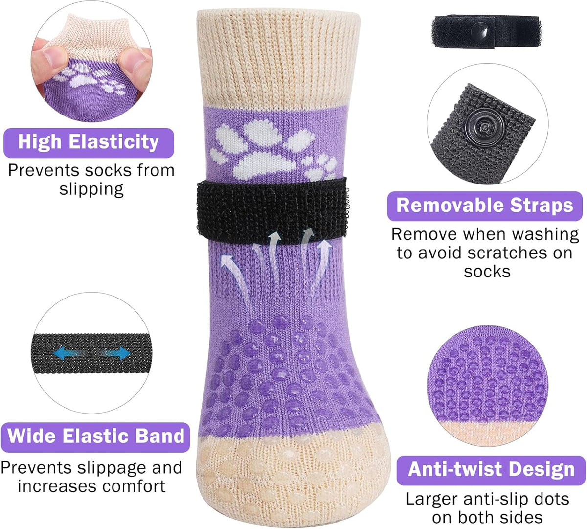 SCENEREAL Anti Slip Dog Sock to Prevent Licking Paws for Hardwood Floors, Boots & Paw Protector