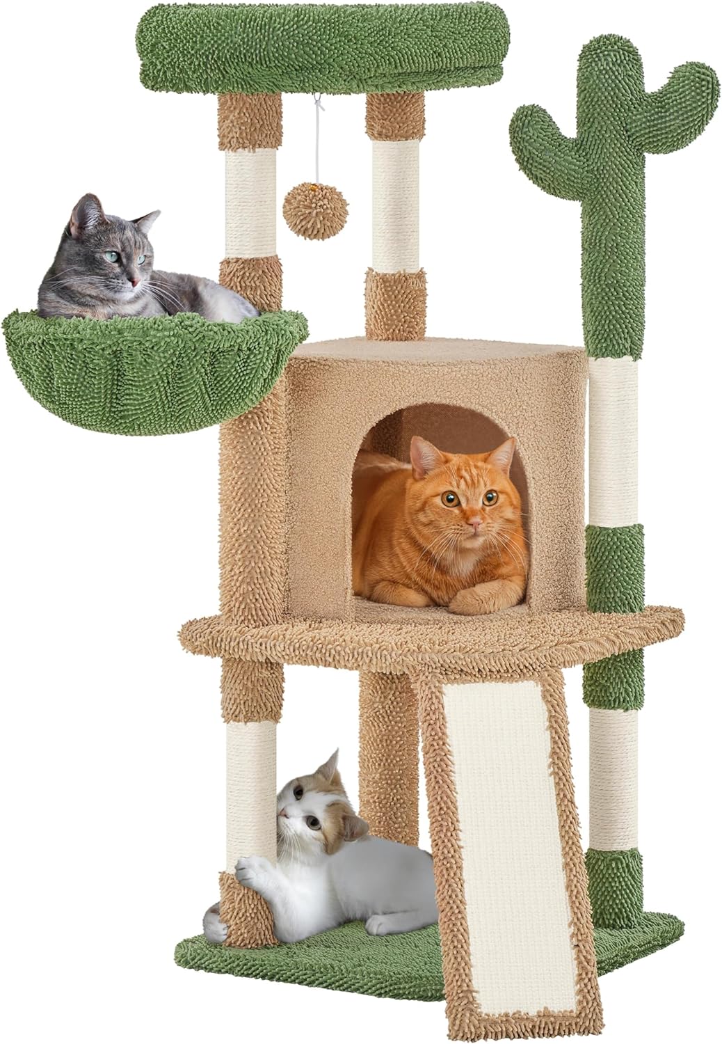 Yaheetech Cactus Cat Tree, 42in Cat Tower for Indoor Cats, Multi Level Kitten Condo Scratching