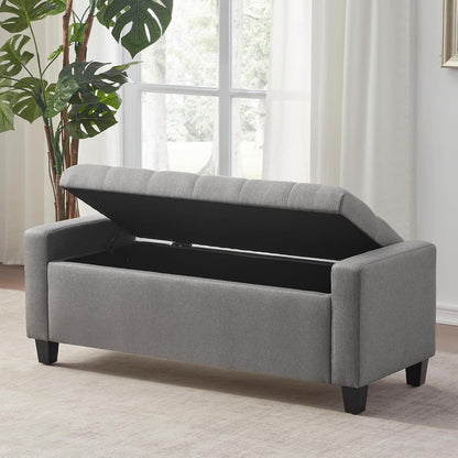 Ottoman with Storage, 48.8" Fabric Storage Ottoman Bench with Hinge, Bedroom Bench, Upholstered