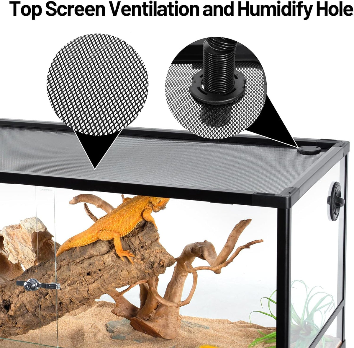 50 Gallon Reptile Tank, Glass Reptiles Terrarium 36" x 18" x 18", Sliding Door, Top Ventilation