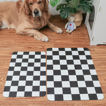 Ralxion Checkered Dog Feeding Mat, Absorbent Mats for Dog Food and Water Bowl, Dispenser, Feeder
