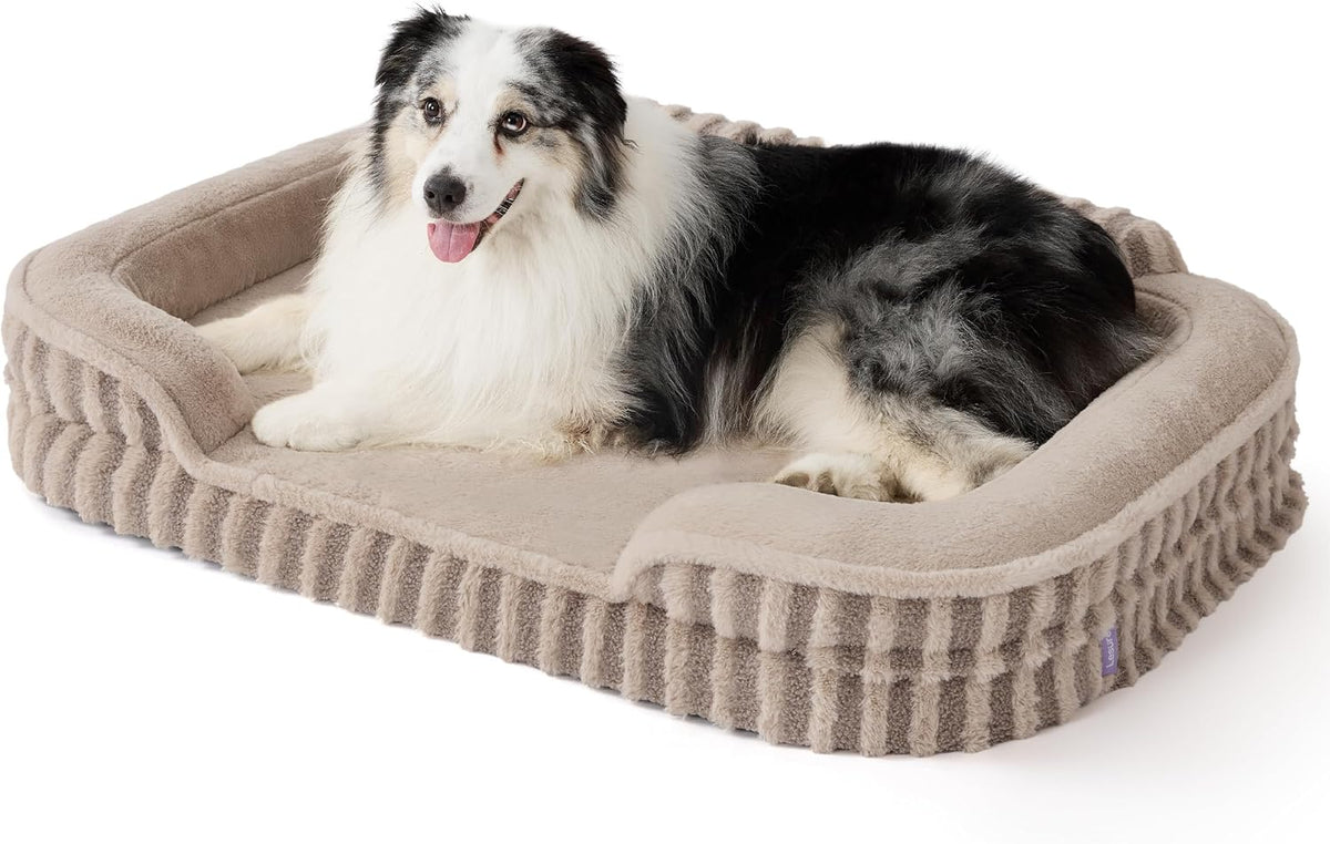 LE SURE Cute L-Plus Dog Beds, Orthopedic Waterproof Large Pet Bed with Sides, Non-Slip Bottom and