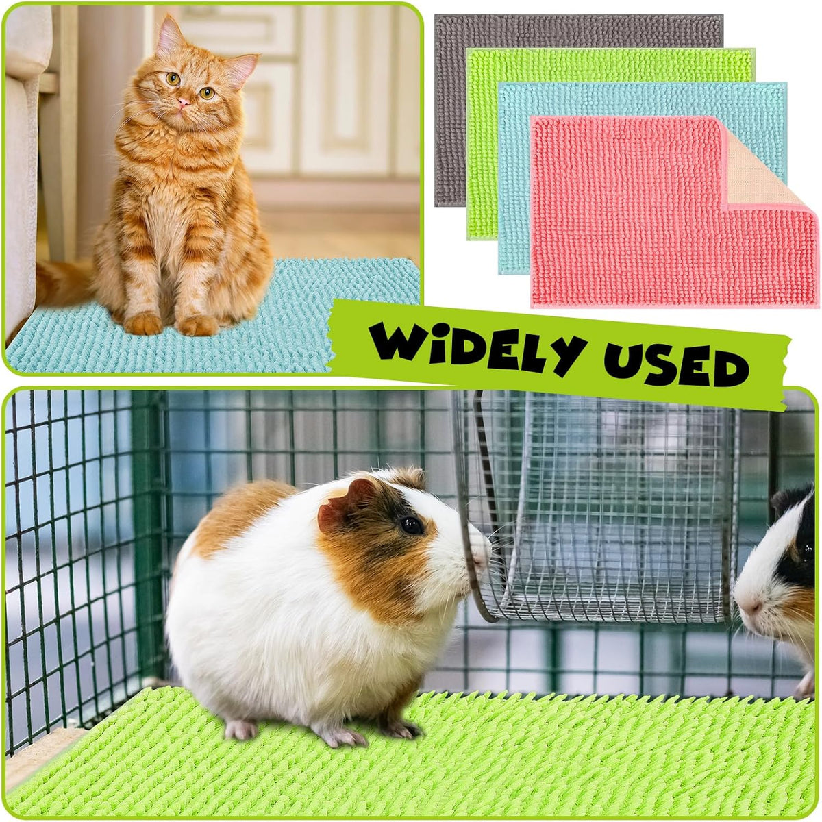 Barydat 8 Pcs Guinea Pig Cage Liner for Guinea Pig Cage Bedding Reusable Rabbit Mat Pad Washable