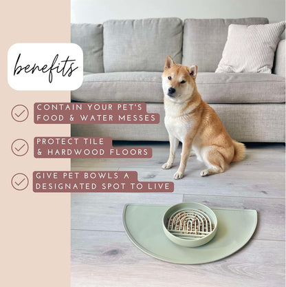 Waterproof Silicone Pet Food Mat - Non-Slip, Spill-Proof Feeding Mats for Floors, Raised Edge