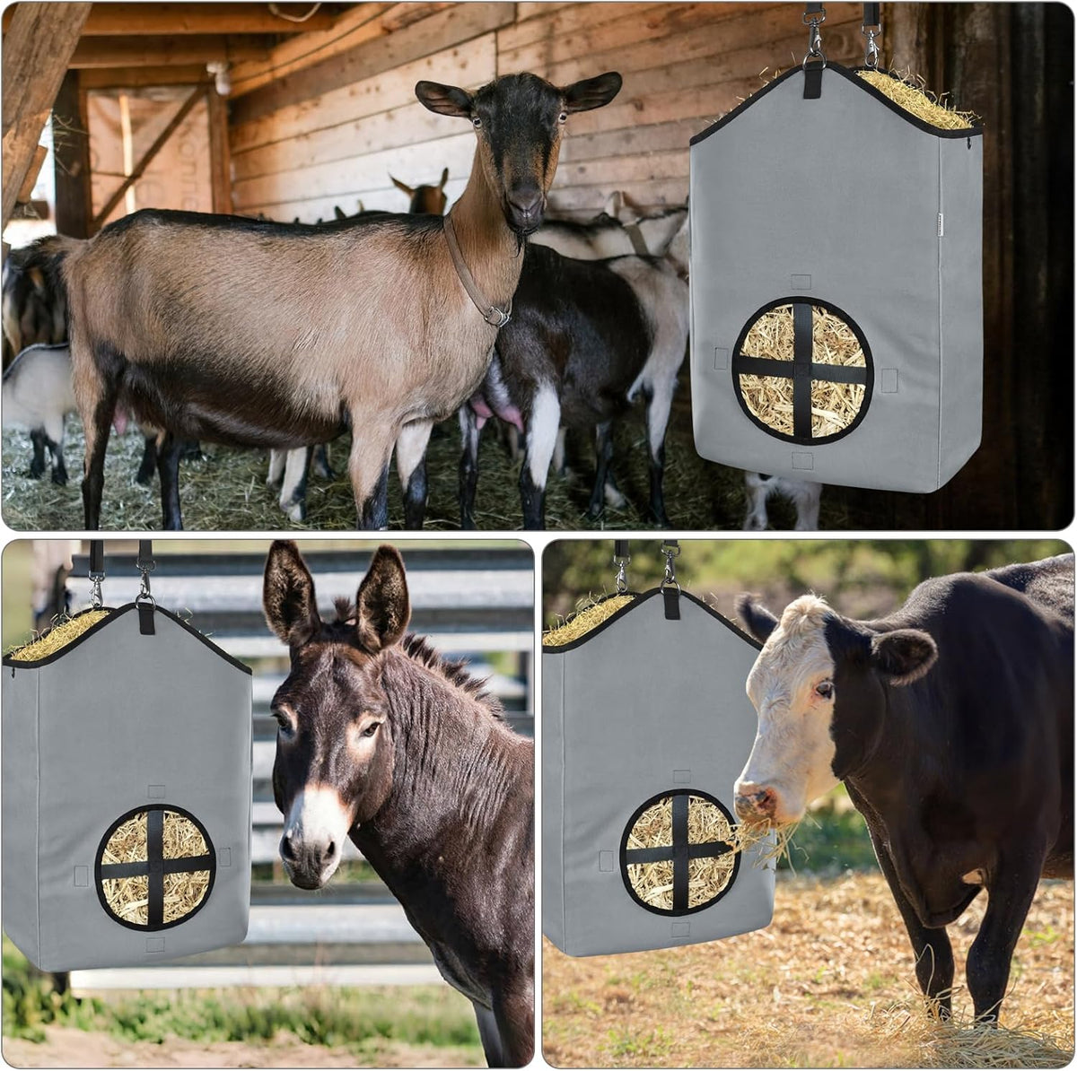 3 PCS Goat Hay Feeder,Hay Bags for Horses,Goats,Donkeys with Reinforced Oxford Fabric and High
