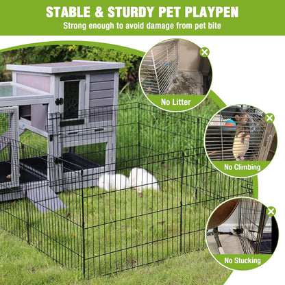 Bunny Playpen Indoor & Outdoor, Rabbit Playpen with Waterproof Liner, Extension Guinea Pig Cages