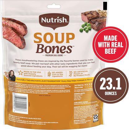 Nutrish Soup Bones Premium Dog Chews with Real Beef and Barley, 11 Chews, Packaging May Vary