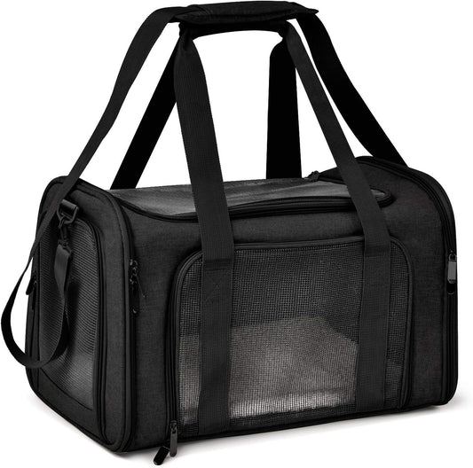Large Soft Sided Cat and Pet Carrier for Cats and Puppies up to 25Lbs - Collapsible, Waterproof