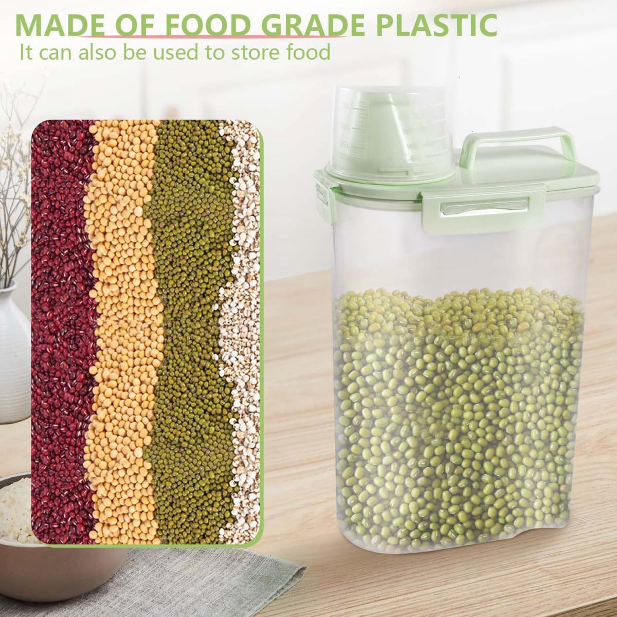 SenseYo 2.5lb Pet Food Storage Container with Measuring Cup, 3L Cat Food Storage Container Dog Food