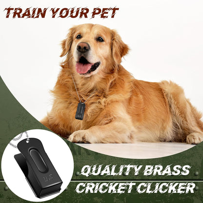 Jenaai 3 Pieces Brass Pet Training Clicker Dog Necklace Signaling Cricket Clicker Training for