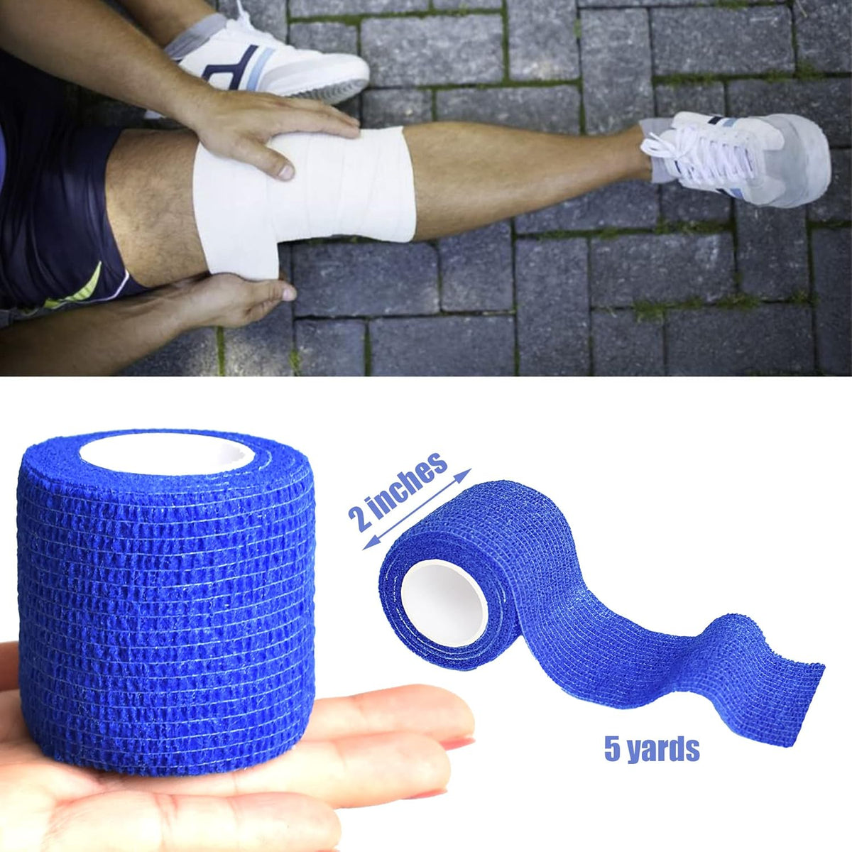 9 Pack 2" x 5 Yards Self Adhesive Bandage Wrap Self Stick Wrap for Ankle, Wrist, Finger, Sports