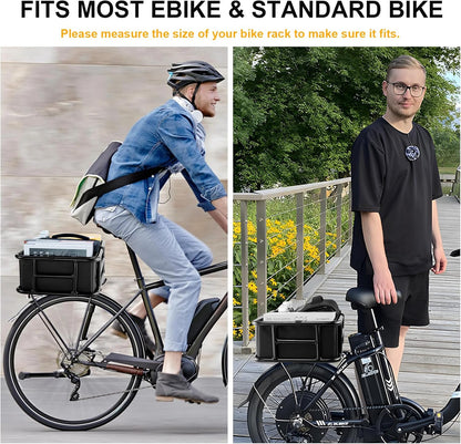 Bike Basket Rear with Liner,Waterproof Cover,Cargo Net Large Rear Bike Basket,Heavy Duty Bicycle