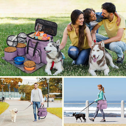 Modoker Dog Travel Organizer Carriers for Supplies & Accessories, Airline Approved Cat Pet Travel