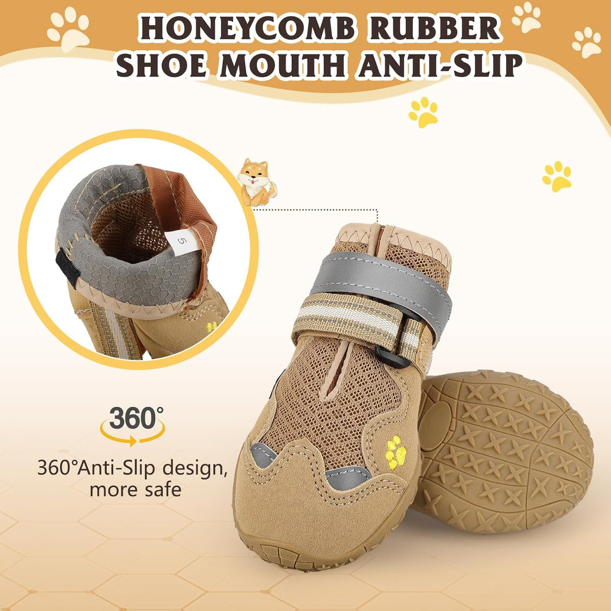 Dog Shoes for Large Medium Small Dog, Mesh Breathable Dog Shoes for Hot Pavement, Anti-Slip Dogs