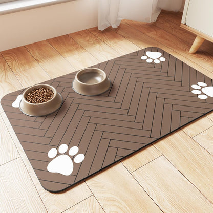 Pet Feeding Mat-Absorbent Pet Placemat for Food and Water Bowl, with Waterproof Rubber Backing