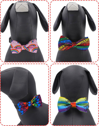 PET SHOW 10 Pack Pride Month Big Dog Bow Ties for Large Medium Dogs Sliding Collar Attachments