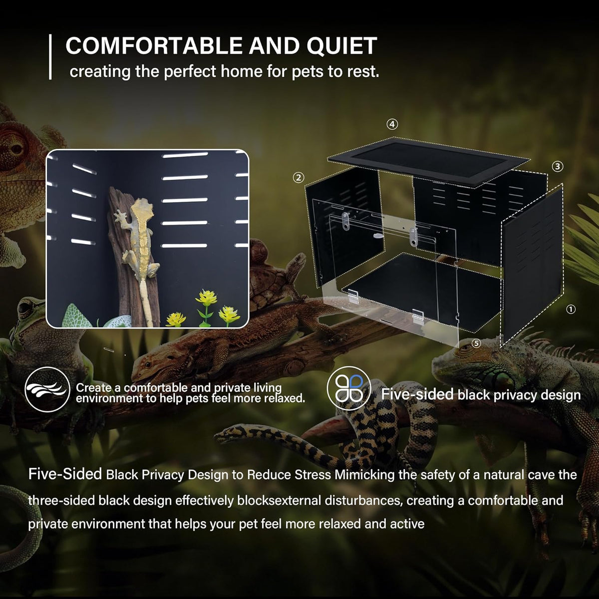 10 Gallon Reptile Tank – Reptile Enclosure for Leopard Geckos, Snakes & Bearded Dragons – Lizard