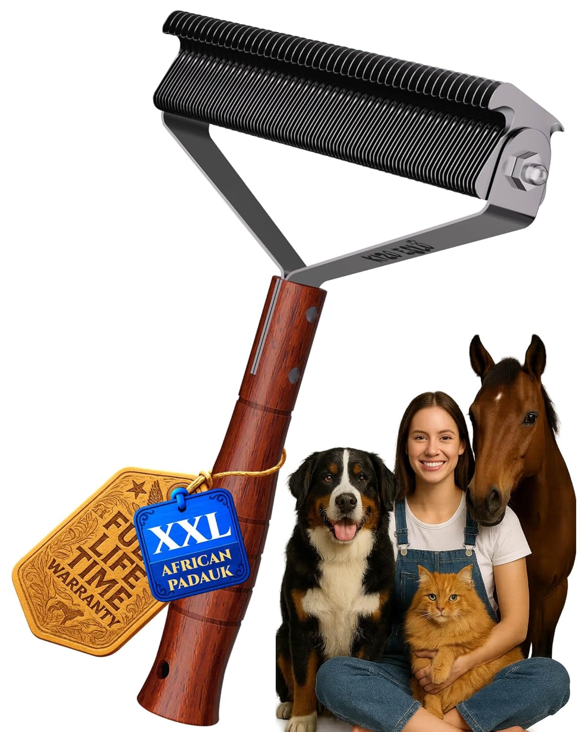Oversized 2-Sided Dog Brush For Shedding Undercoat Rake for Dogs & Cats & Horses, Remove