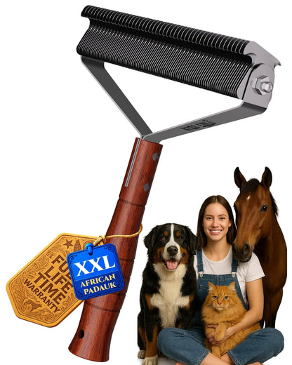 Oversized 2-Sided Dog Brush For Shedding Undercoat Rake for Dogs & Cats & Horses, Remove