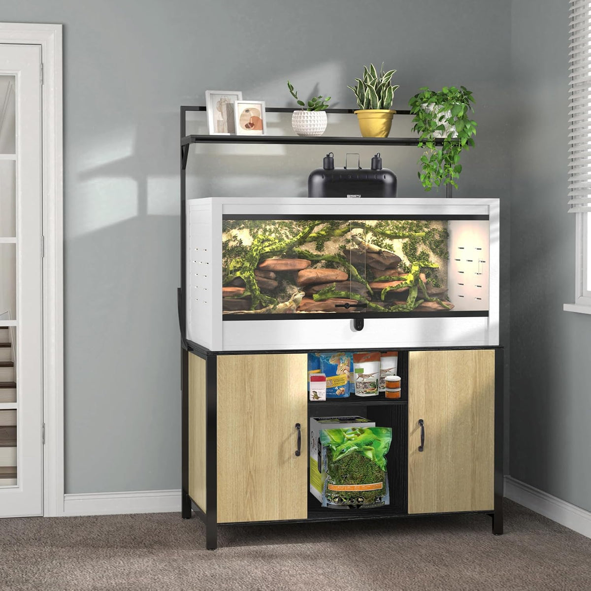 GDLF Reptile Tank Stand Terrarium Stand with Cabinet for Accessories Storage 48" X 24" Tabletop