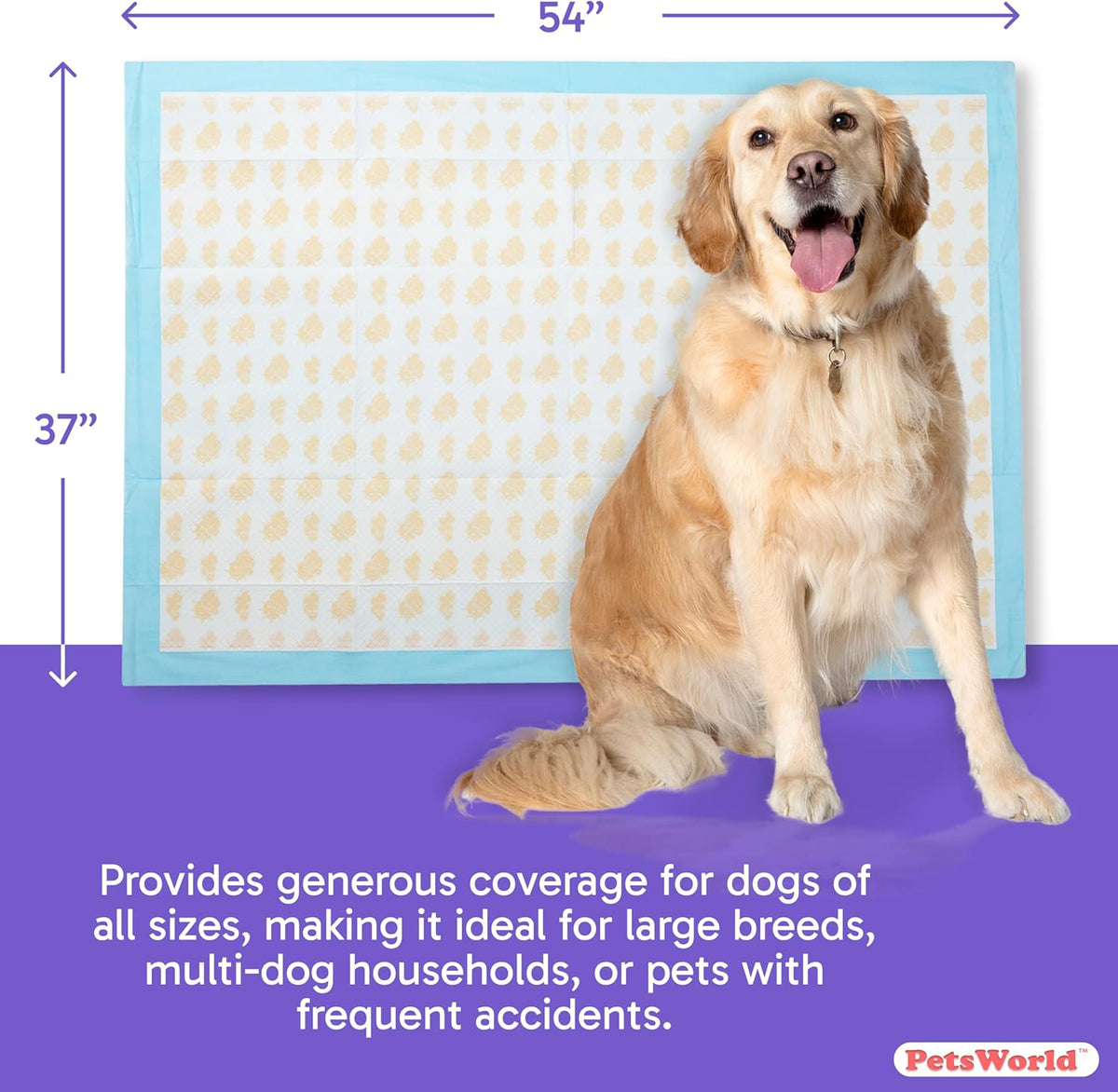 PETSWORLD Health Monitoring Dog Pee Pads – 37x54 Inch, 50 Count 3XL Color-Changing Potty Pads |