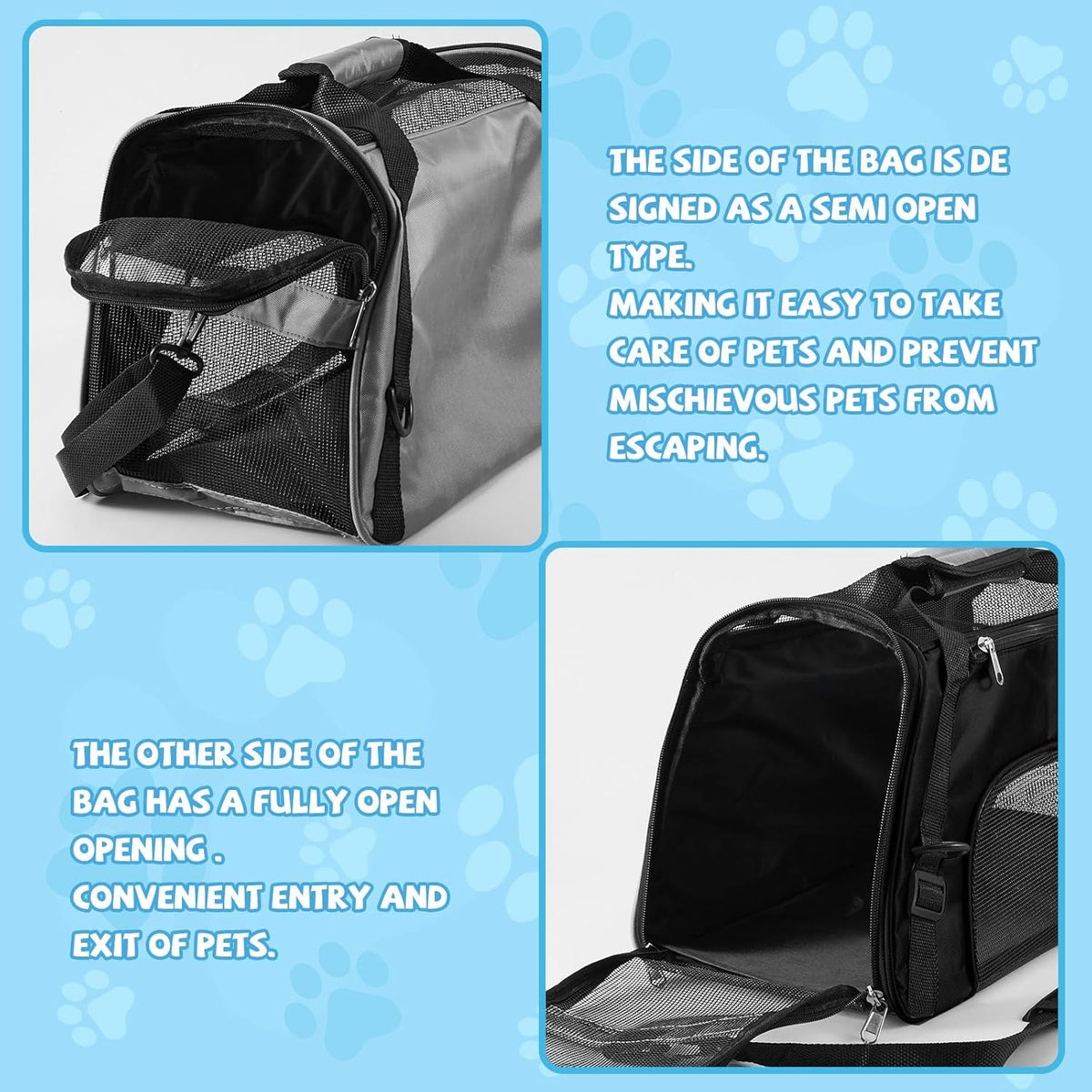 Sweetude 4 Pcs Cat Carrier Soft-Sided Pet Carrying Bag for Cat Under 13 Lbs, 16.9 x 11x 7.5 Inch
