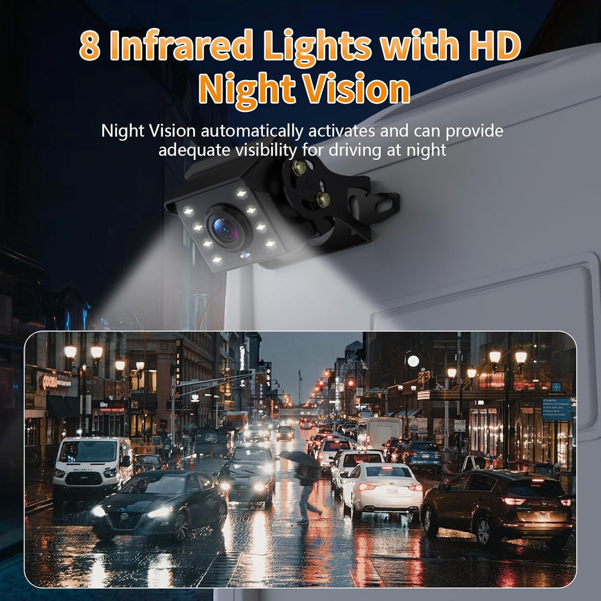 Wired Reverse Backup Camera with 7" Screen, Waterproof IP68, Night Vision Vehicle Camera for Truck