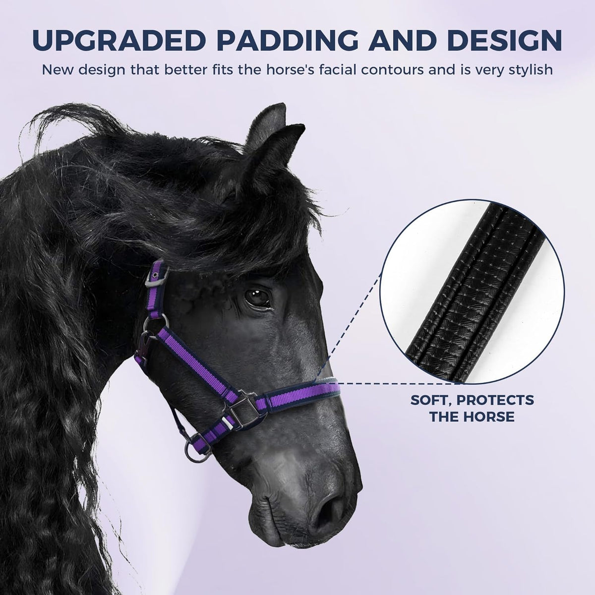 JWODVNTH Adjustable Horse Halter with PP Webbing, Durable Horse Halters with Zinc Alloy Hardware