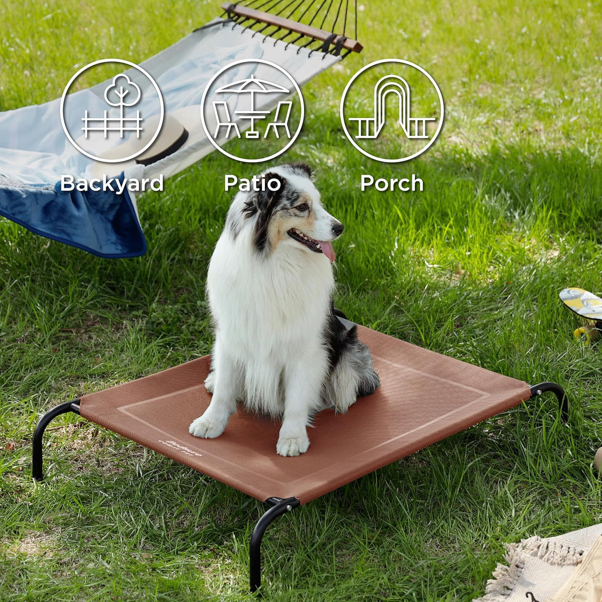 Bedsure Outdoor Elevated XL Dog Bed, Portable Indoor & Outdoor Cooling Raised Cot Pet Hammock Bed