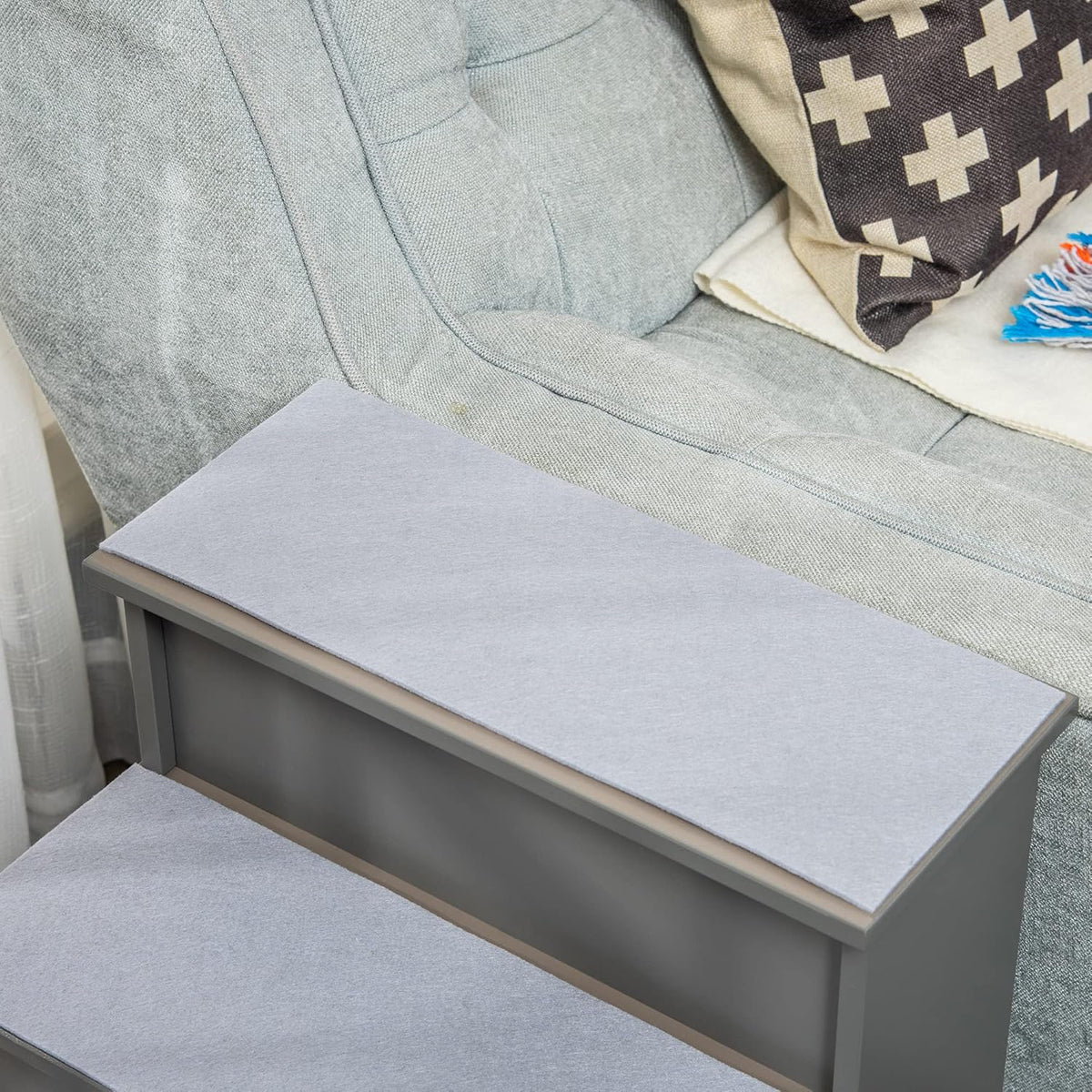 PawHut Pet Stairs, Small Pet Steps with Cushioned Removable Covering for Dogs and Cats Up to 22
