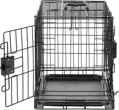 Amazon Basics Durable,Foldable Metal Wire Dog Crate with Tray, Double Door, Divider, 22 x 13 x 16