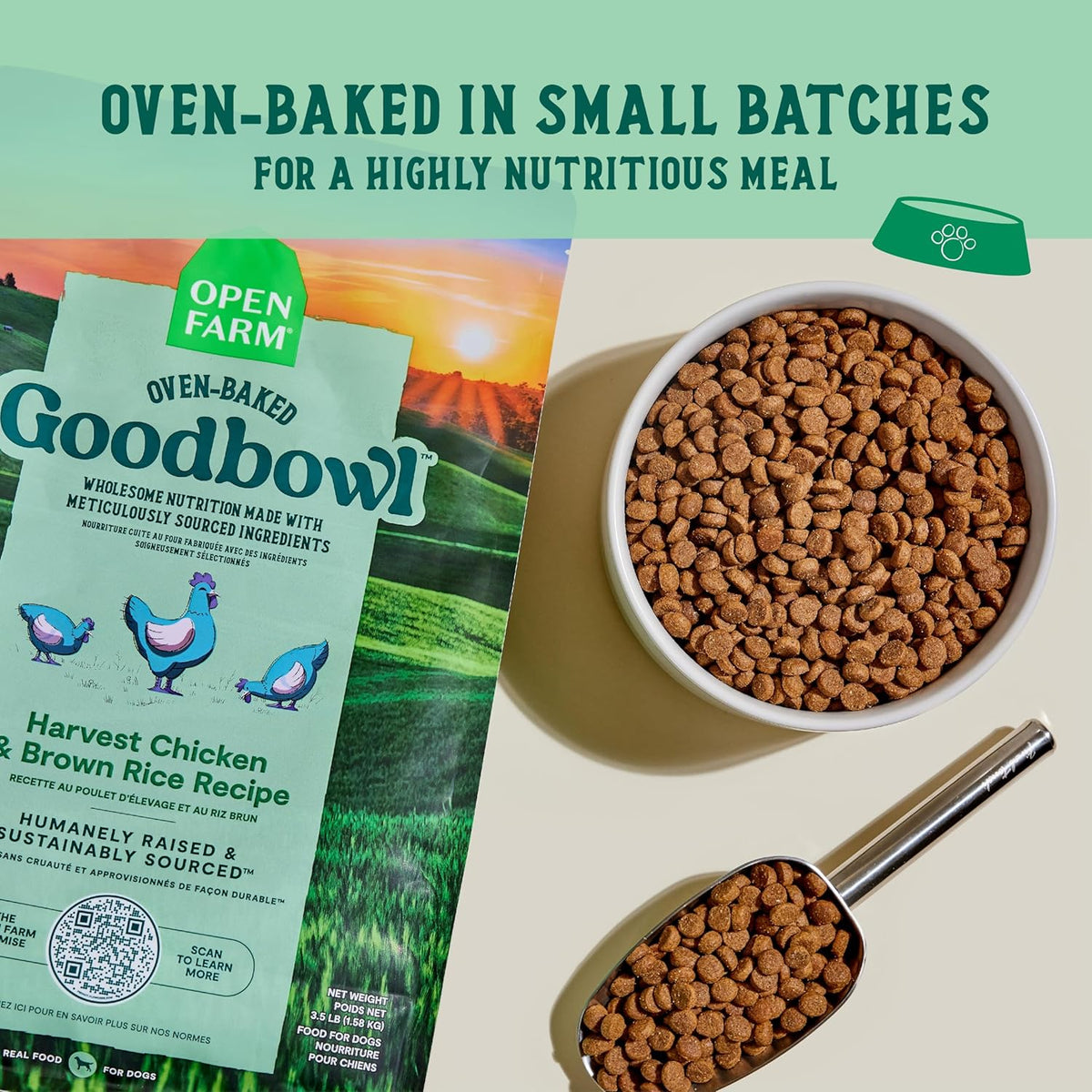 Open Farm Goodbowl, Oven-Baked Small Batch Dry Dog Food - Harvest Chicken & Brown Rice Recipe