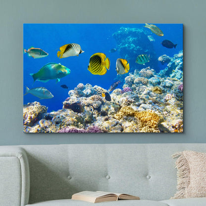 wall26 Canvas Print Wall Art Tropical Island Ocean Sea Fish Coral Reef Nature Animals Photography