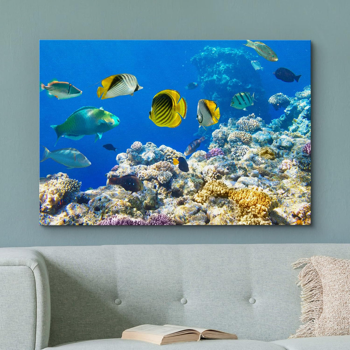 wall26 Canvas Print Wall Art Tropical Island Ocean Sea Fish Coral Reef Nature Animals Photography
