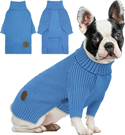 cyeollo Dog Sweaters for Medium Dogs Boy, Stretchy Warm Turtleneck Doggy Clothes for Fall Winter