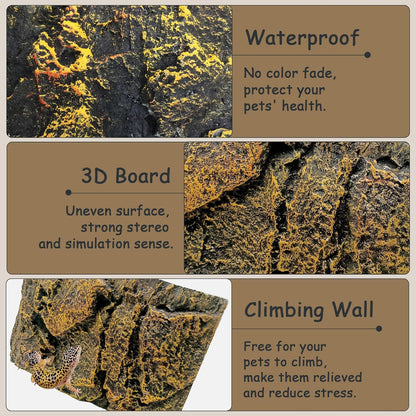 Tfwadmx Rock Terrarium Background 3D Reptile Tank Background Board Amphibian Stereo Backdrop Wall