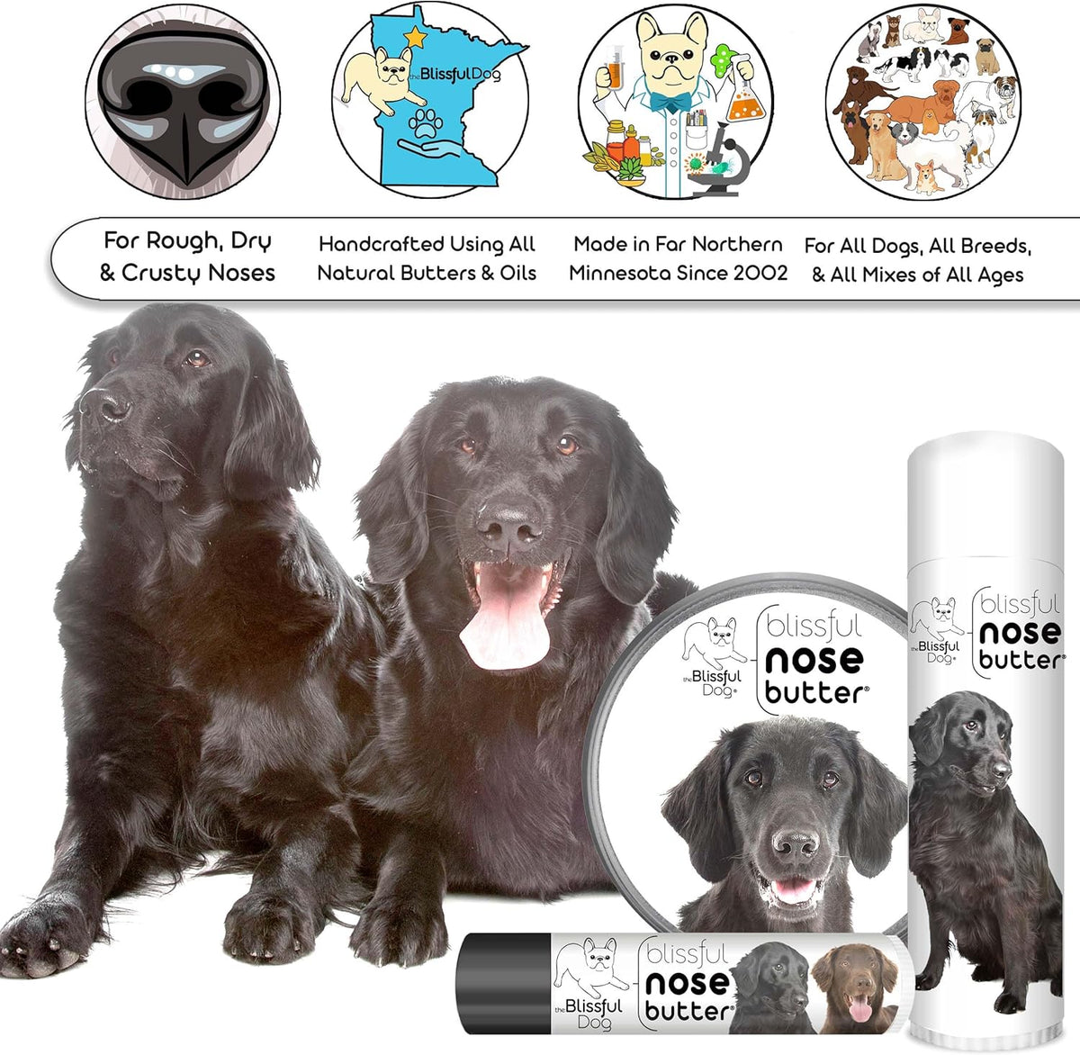 The Blissful Dog Flat-Coat Retriever Unscented Nose Butter - Dog Nose Butter, 1 Ounce