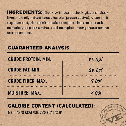 Vital Essentials Freeze-Dried Raw Duck Meal or Mixer Dog Food Crunchy Mini Nibs, 14 oz